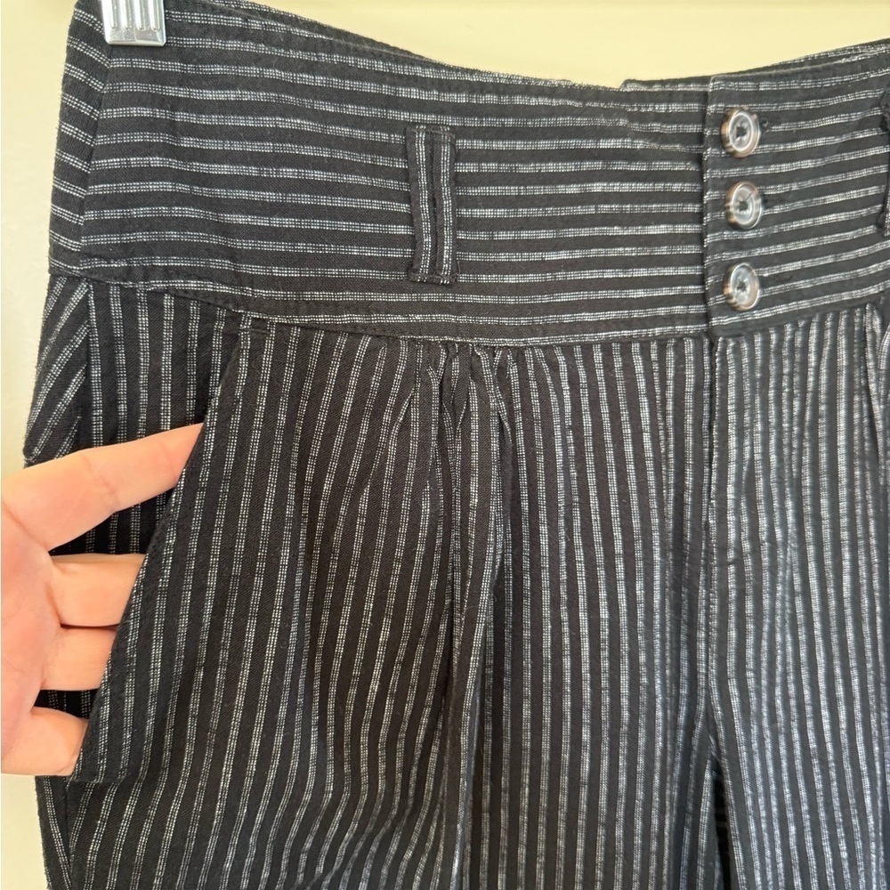 Sundance Amelia Stripe Trouser Linen Blend Pants in Size P6 - Picture 4 of 11